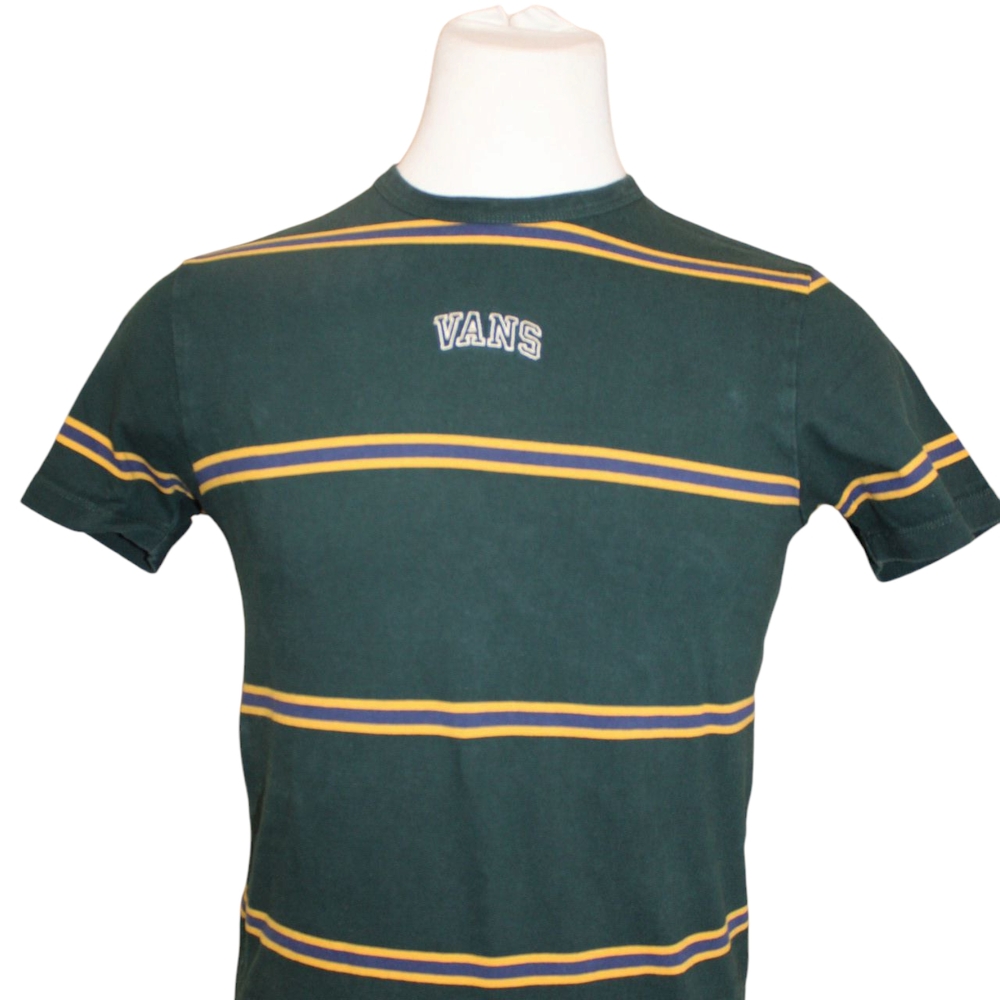 Vans Green and Yellow Striped Short Sleeve Tee